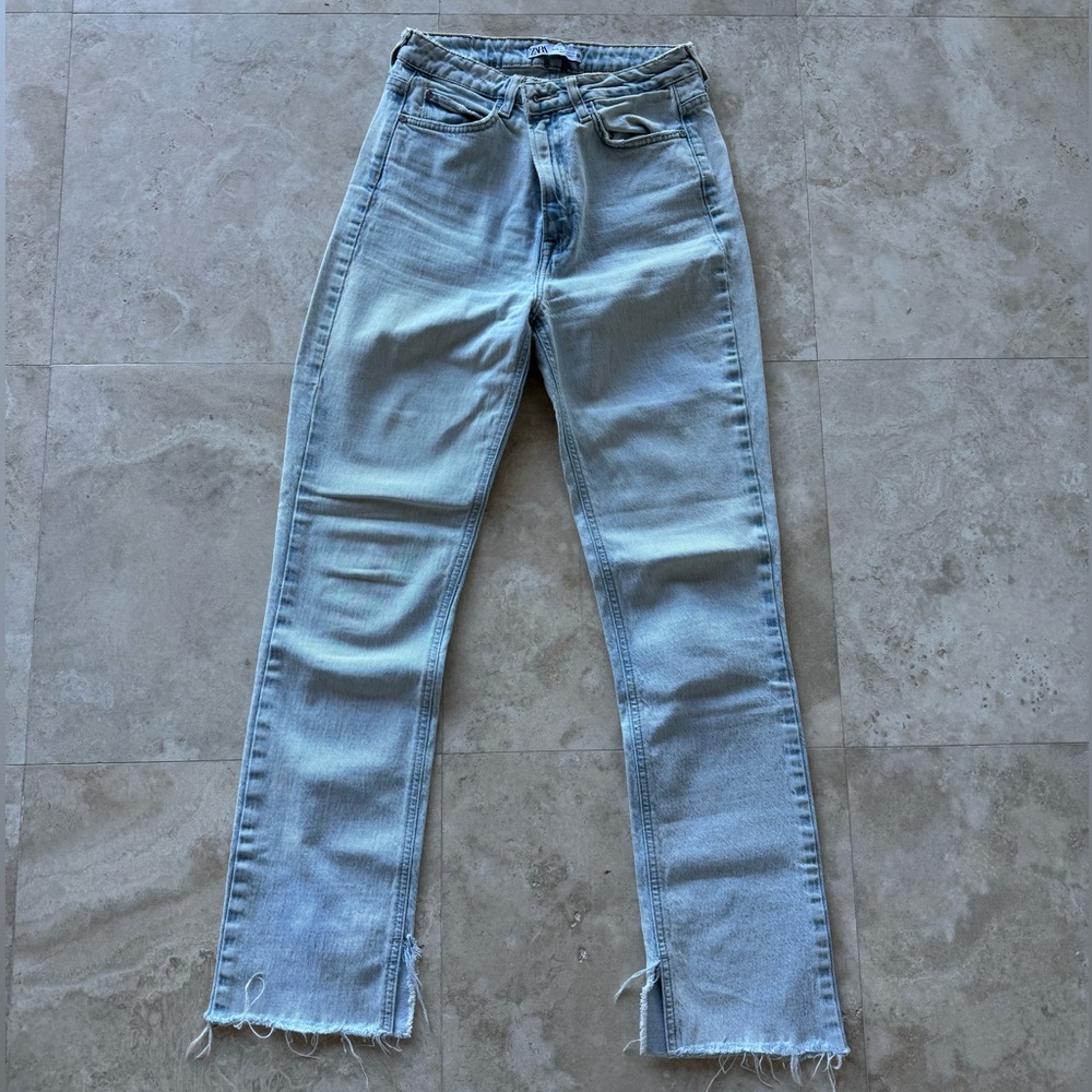 Zara Slim Light Washed Jeans with Split Hems